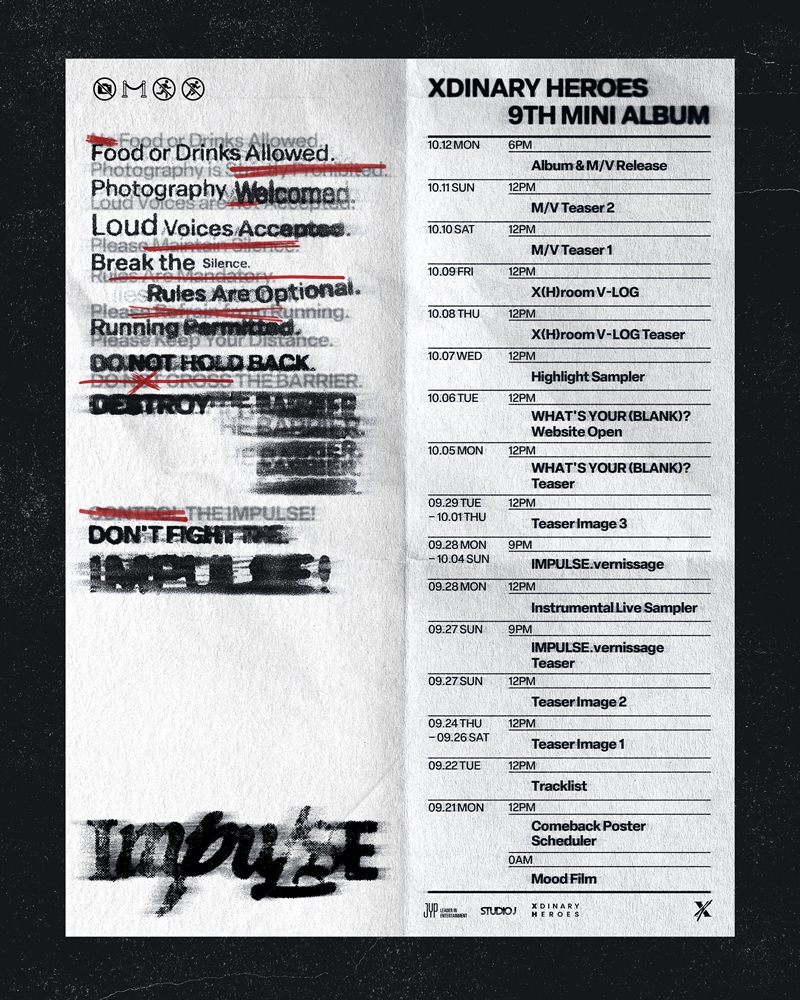 Xdinary Heroesのミニアルバム「IMPULSE」スケジューラー