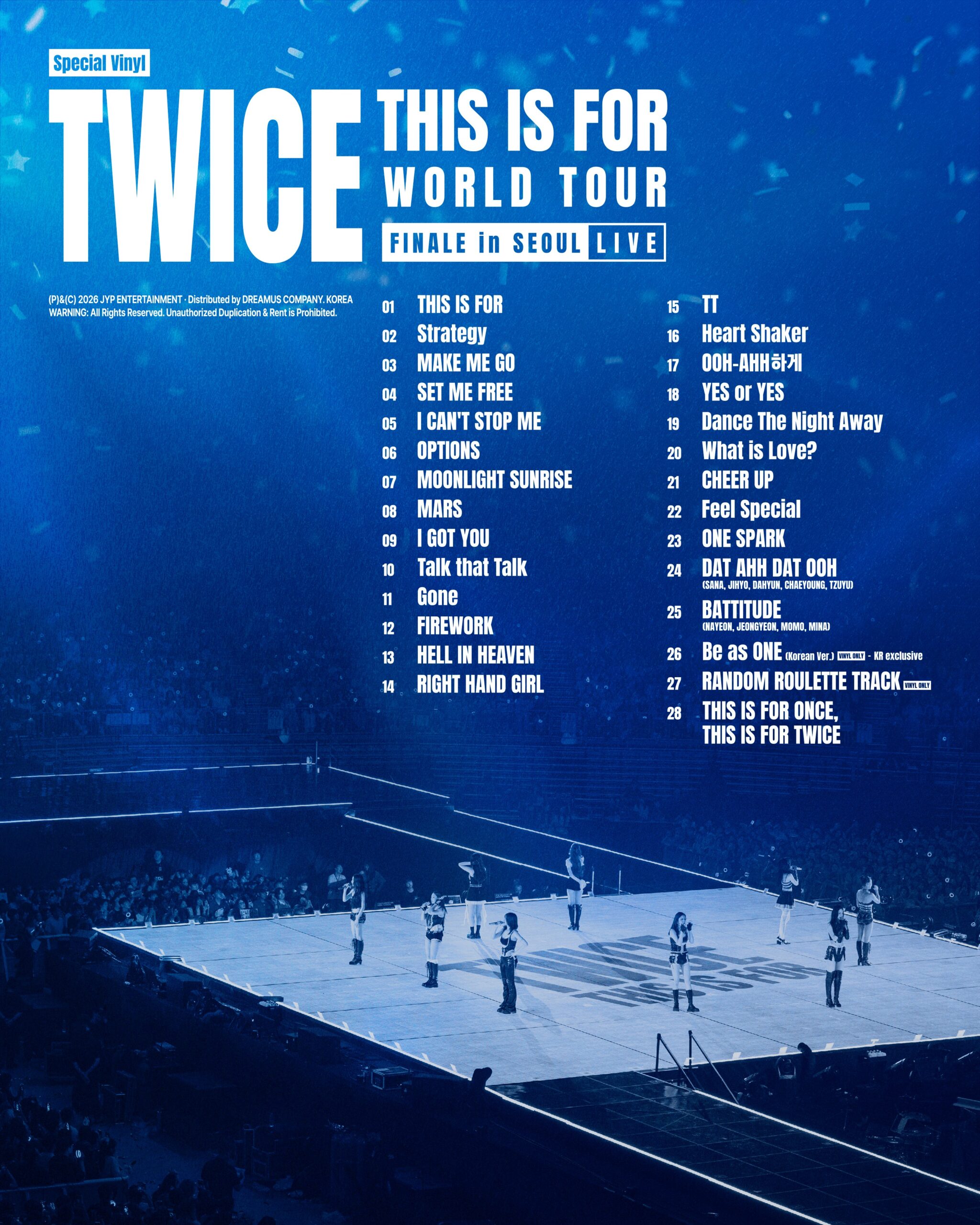 TWICEスペシャルバイナル「WORLD TOUR FINALE in SEOUL - LIVE」のトラックリスト画像