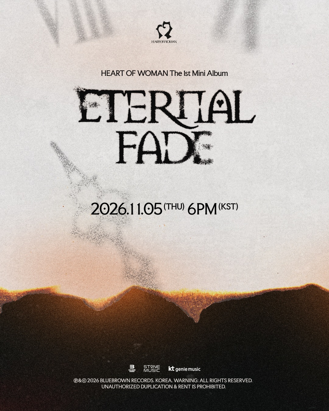 HEART OF WOMAN　1stミニアルバム「ETERNAL FADE」カミングスーンポスター