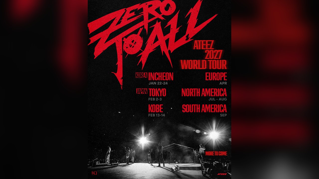 ATEEZ　2027年ワールドツアー「ZERO TO ALL」を発表　1月に仁川で開幕し東京と神戸も回る